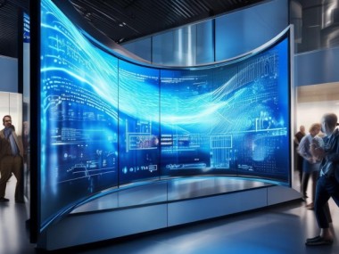 蓝色科技商务触摸屏动态PPT，商务场景下的视觉盛宴