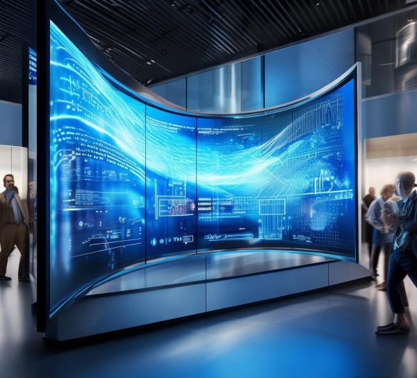 蓝色科技商务触摸屏动态PPT，商务场景下的视觉盛宴